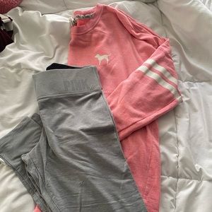 PINK Varsity Crew and Leggings Set